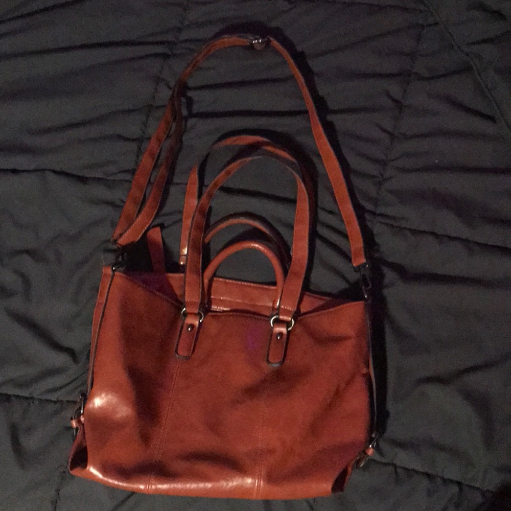 Camel Brown Faux Leather Purse